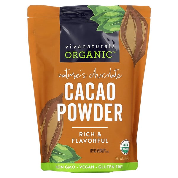 Органический какао-порошок, 1 фунт (454 г) Viva Naturals