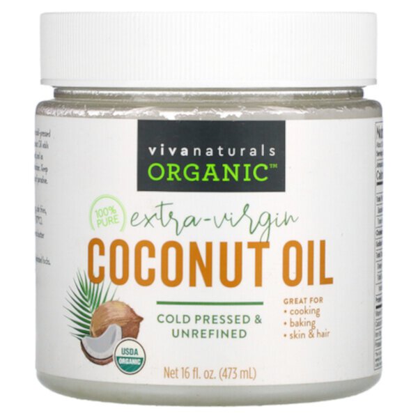 Органическое кокосовое масло экстра-класса, 16 жидких унций (473 мл) Viva Naturals