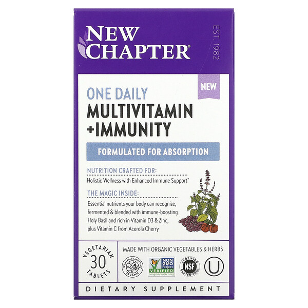 One Daily Multivitamin + Immunity, 30 вегетарианских таблеток New Chapter