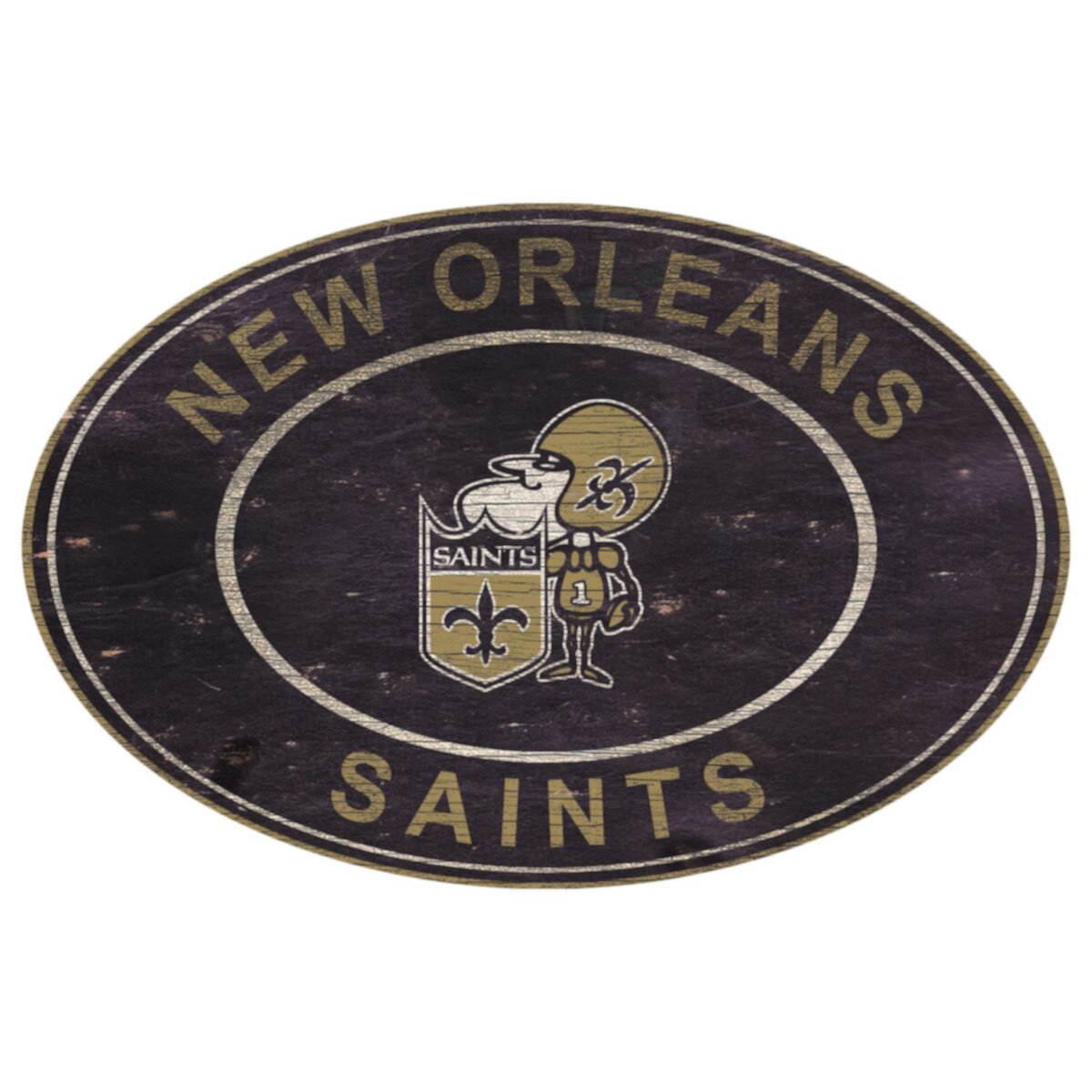 Овальный настенный знак New Orleans Saints Heritage Fan Creations