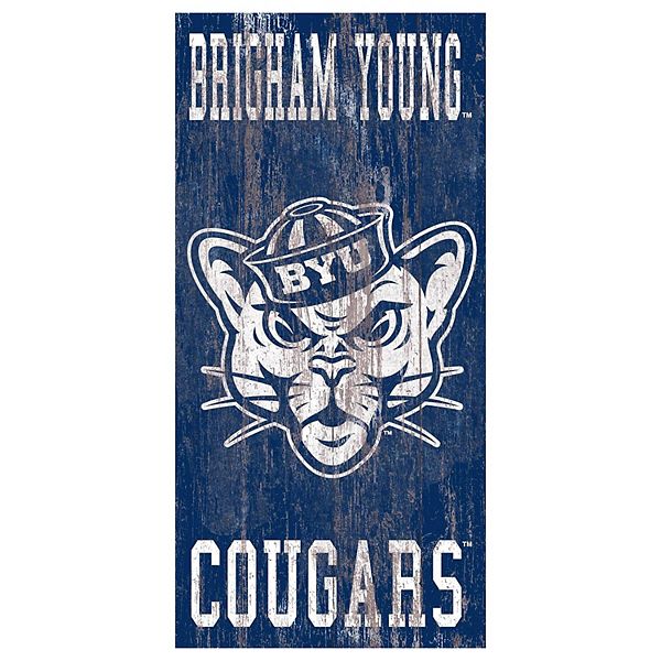 Декоративная настенная табличка с логотипом BYU Cougars, 30x15 см, МДФ Fan Creations