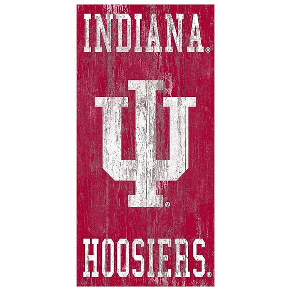 Деревянная настенная вывеска Indiana Hoosiers, 30 см x 15 см, готова к подвешиванию Fan Creations