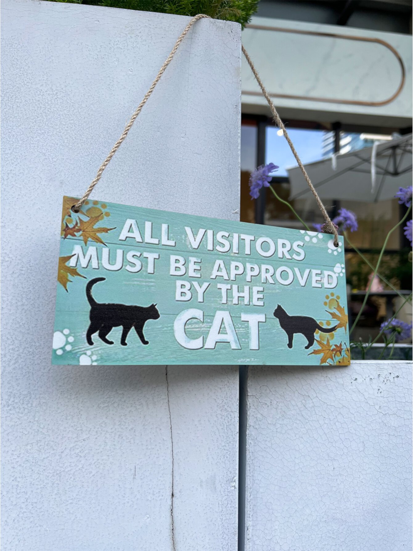 1шт Садовый знак с принтом кошки и слогана SHEIN