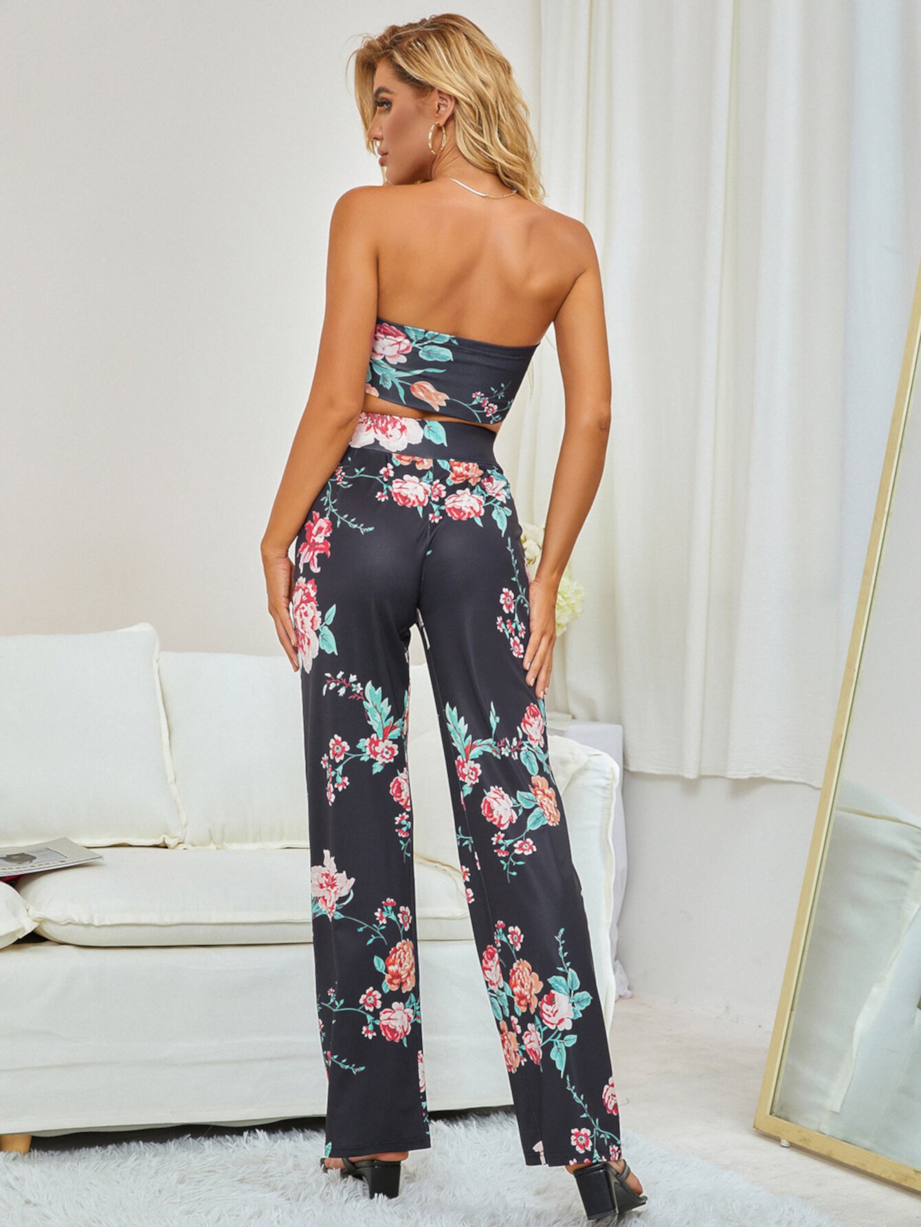 PARTHEA Топ и широкие брюки с цветочным принтом PARTHEA