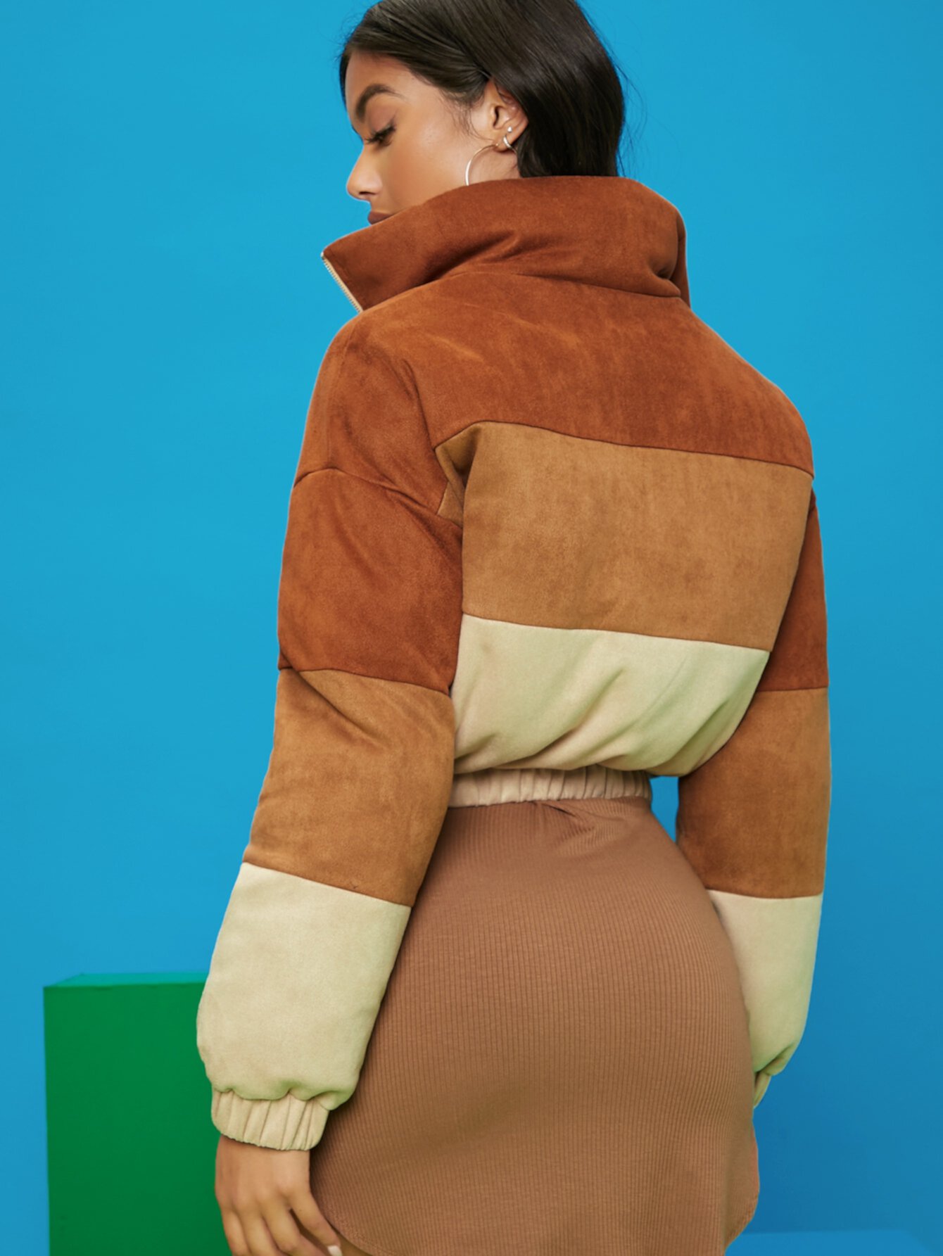 SHEIN Утепленная куртка контрастный на молнии SHEIN