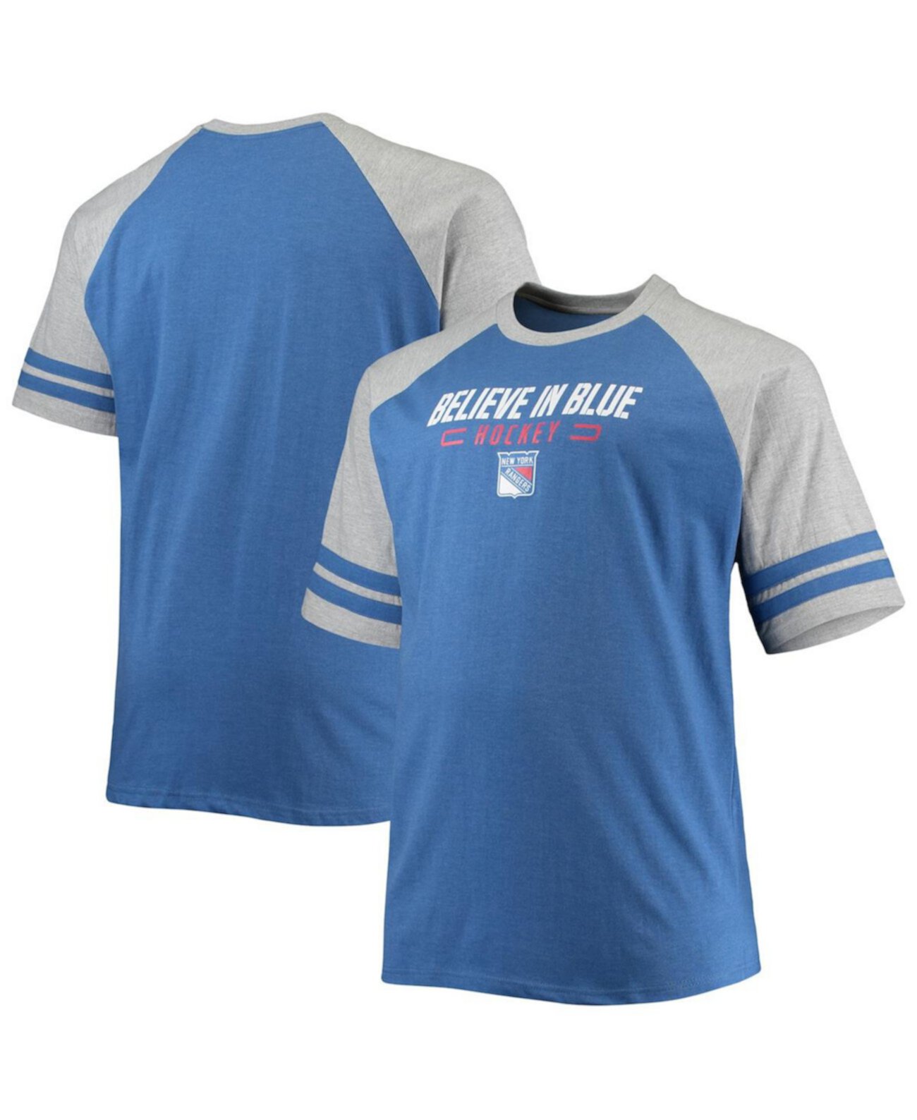 Мужская меланжевая синяя футболка New York Rangers Big and Tall с регланами Profile