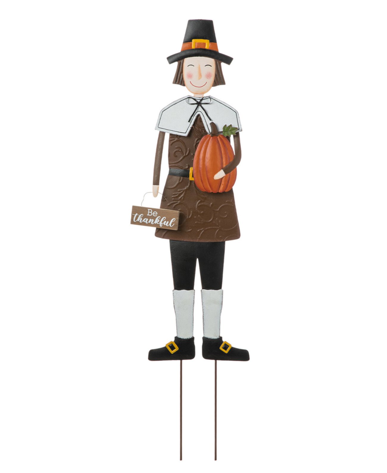 Металлический садовый кол для мальчика-пилигрима на День Благодарения, стоячий или подвесной декор, 36 дюймов Glitzhome