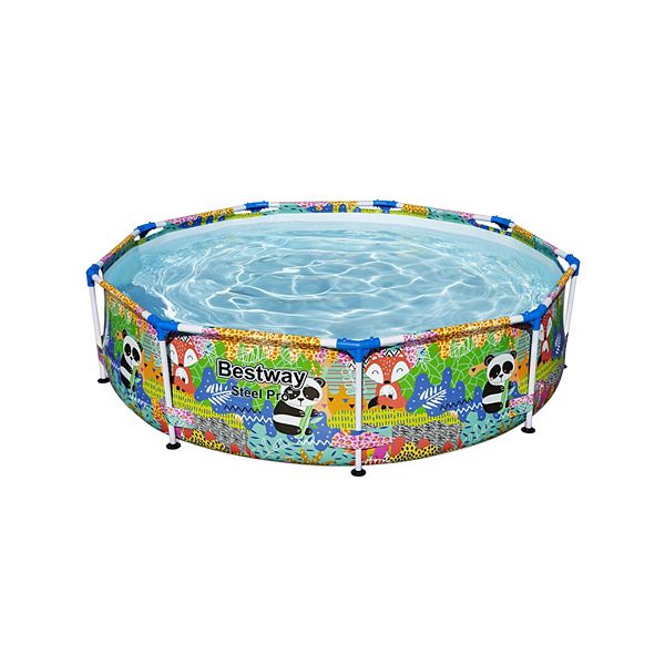 Bestway Steel Pro Panda Print Kid DuraPlus Round Above Ground Swimming Pool Bestway