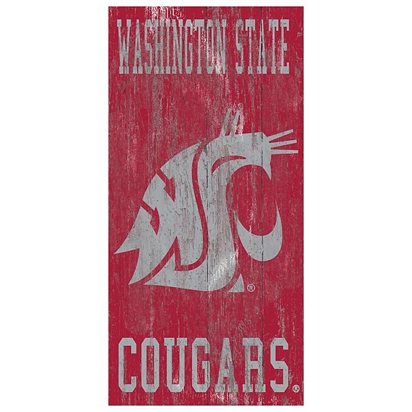 Настенный знак с логотипом Washington State Cougars, 30x15 см, из МДФ Fan Creations