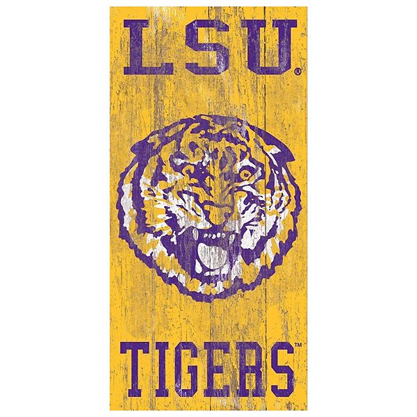 Оригинальная табличка с логотипом LSU Tigers, 30 х 15 см, МДФ, готовая к подвешиванию Fan Creations