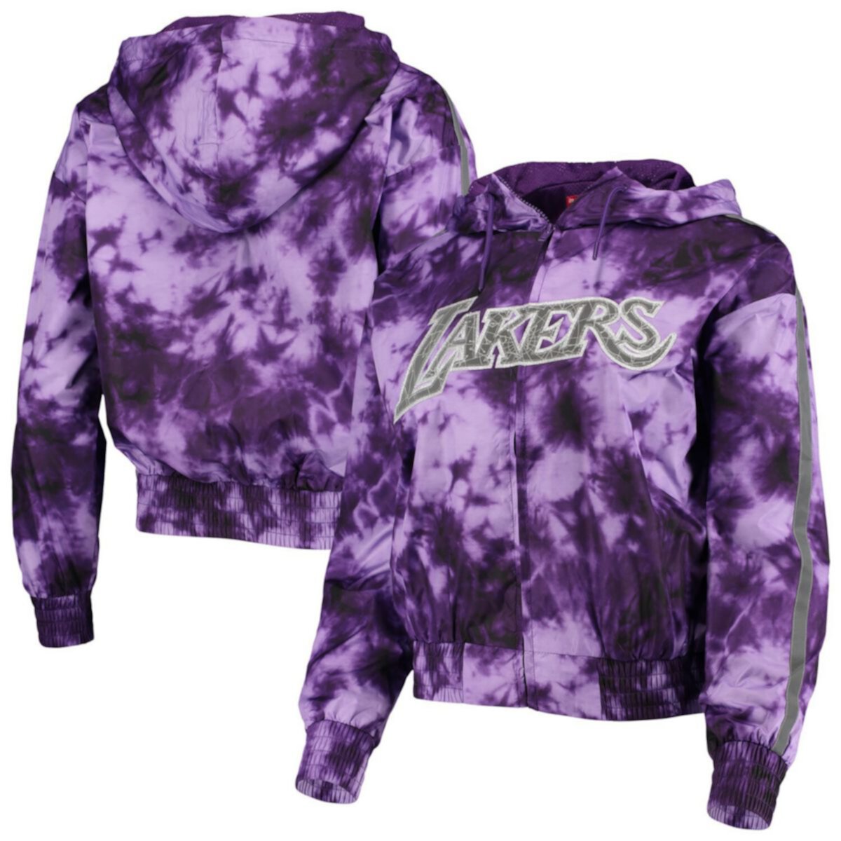 Женская ветровка Mitchell & Ness Purple Los Angeles Lakers Galaxy с сублимированной ветровкой и толстовкой с молнией во всю длину Mitchell & Ness