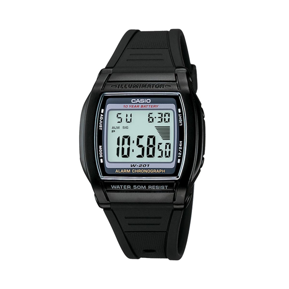 Мужские цифровые часы Casio с хронографом - W201-1AV Casio