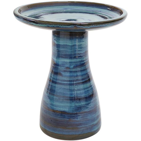 Sunnydaze Elegant Outdoor Ceramic Bird Bath - UV/Frost Resistant - Galaxy Blue Sunnydaze Decor