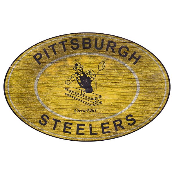 Настенное овальное панно Pittsburgh Steelers, 116 см х 76 см, из МДФ, готово к подвешиванию Fan Creations