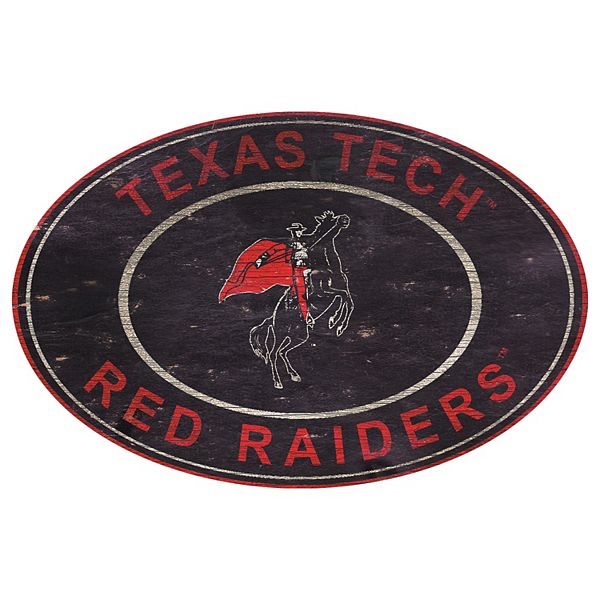 Настенный знак Texas Tech Red Raiders овальной формы с логотипом команды, 116 см x 76 см Fan Creations