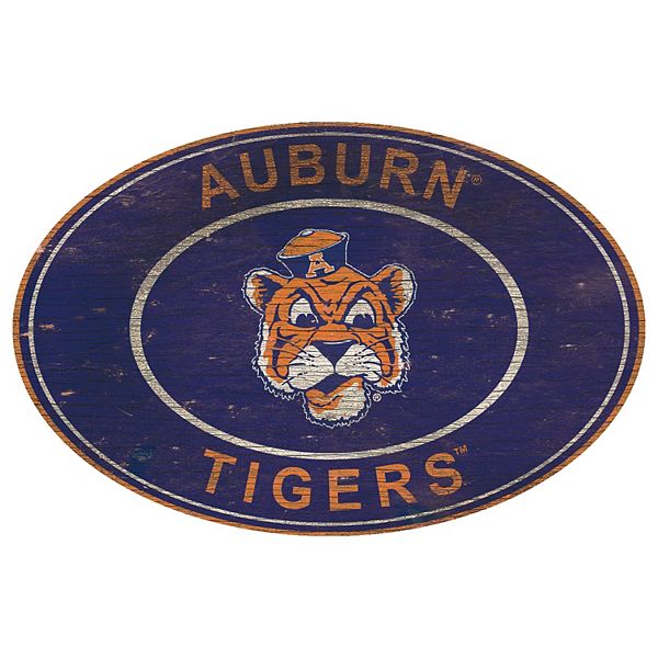 Овальная настенная табличка Auburn Tigers, 116 см x 76 см, из МДФ, готовая к подвешиванию Fan Creations