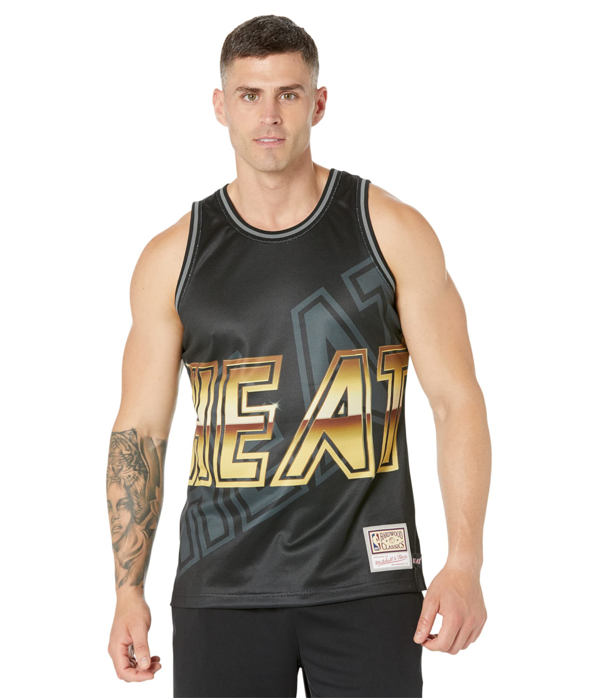 Модный майка NBA® Big Face 4.0 Miami Heat от Mitchell & Ness с большим принтом, 100% полиэстер Mitchell & Ness