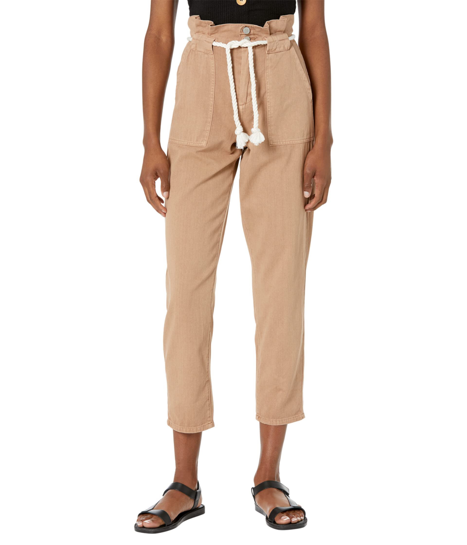 Paperbag Pants with Patch Pockets and Rope Belt in Suntan Blank NYC