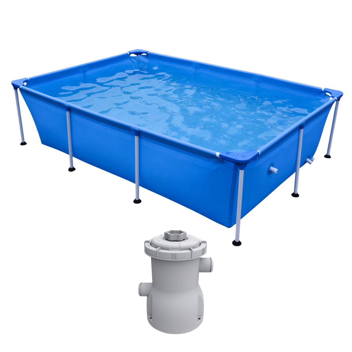 JLeisure 8.5 x 6 Ft Above Ground Rectangle Pool Bundle w/ Cartridge Filter Pump JLeisure