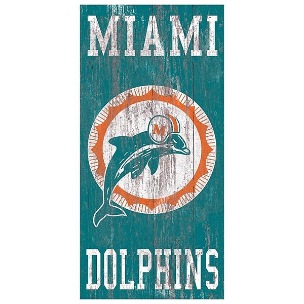 Лицензионная деревянная настенная табличка Miami Dolphins 30 см x 15 см Fan Creations