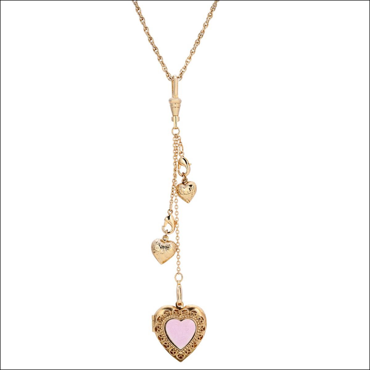 Ожерелье с подвеской-медальоном в виде сердца золотого тона 1928 года с розовой эмалью 1928