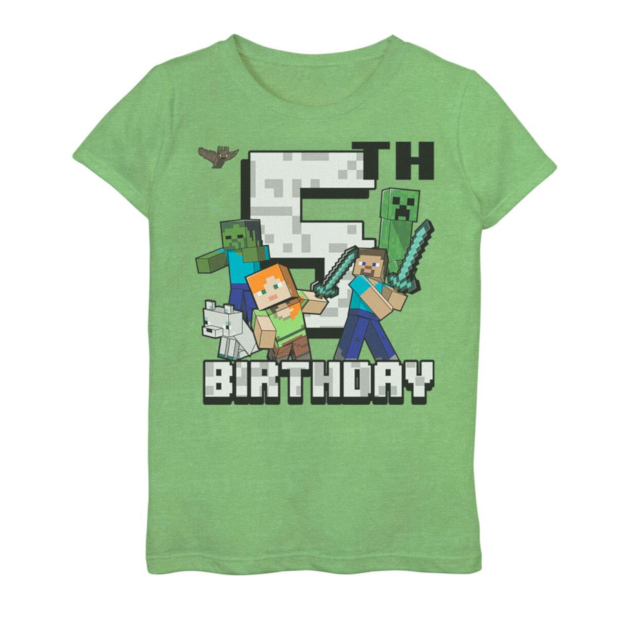 Футболка с рисунком на пятый день рождения Minecraft Adventures для девочек 7–16 лет Minecraft