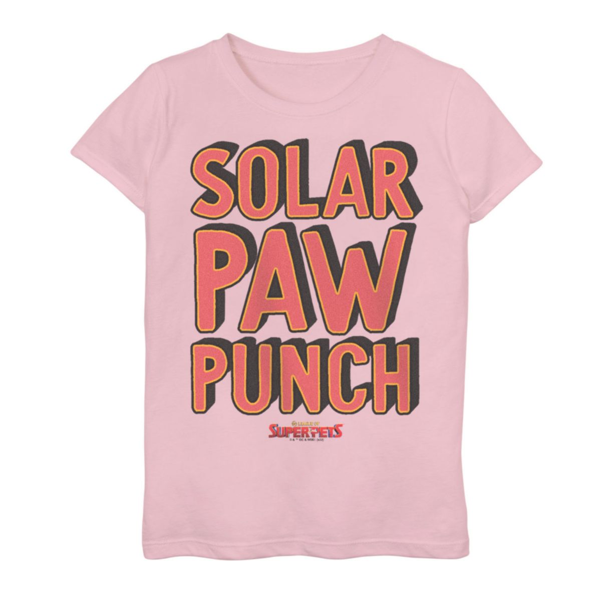 Футболка для девочек DC Super Pets Solar Paw Punch с коротким рукавом, хлопок DC Comics