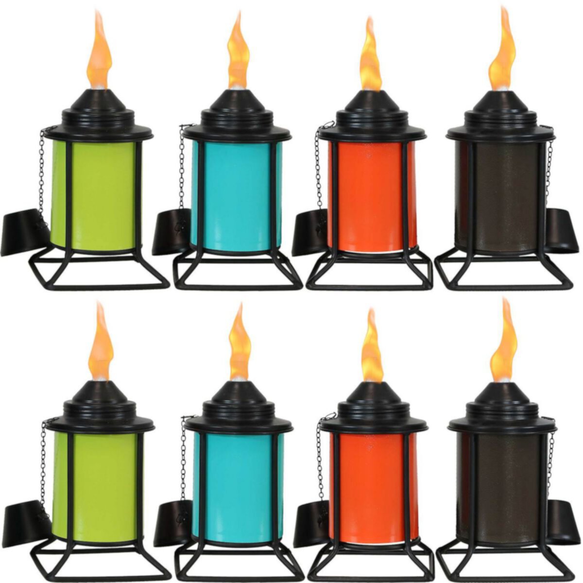 Sunnydaze Multi-Color Outdoor Tabletop Metal Torches - Set of 8 Sunnydaze Decor