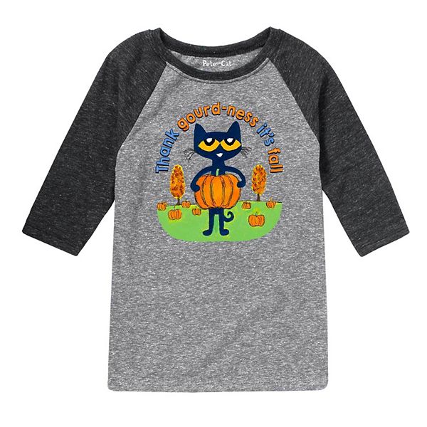 Мальчиковое Джерси Pete the Cat Pumpkin Kids Graphic Raglan Tee Pete the Cat