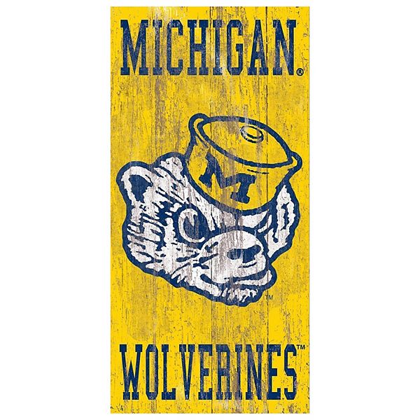 Оригинальная настенная табличка Michigan Wolverines, 30 см x 15 см, МДФ Fan Creations