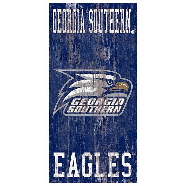 Настенный деревянный знак Georgia Southern Eagles с логотипом, 30 см x 15 см, готовый к подвешиванию Fan Creations