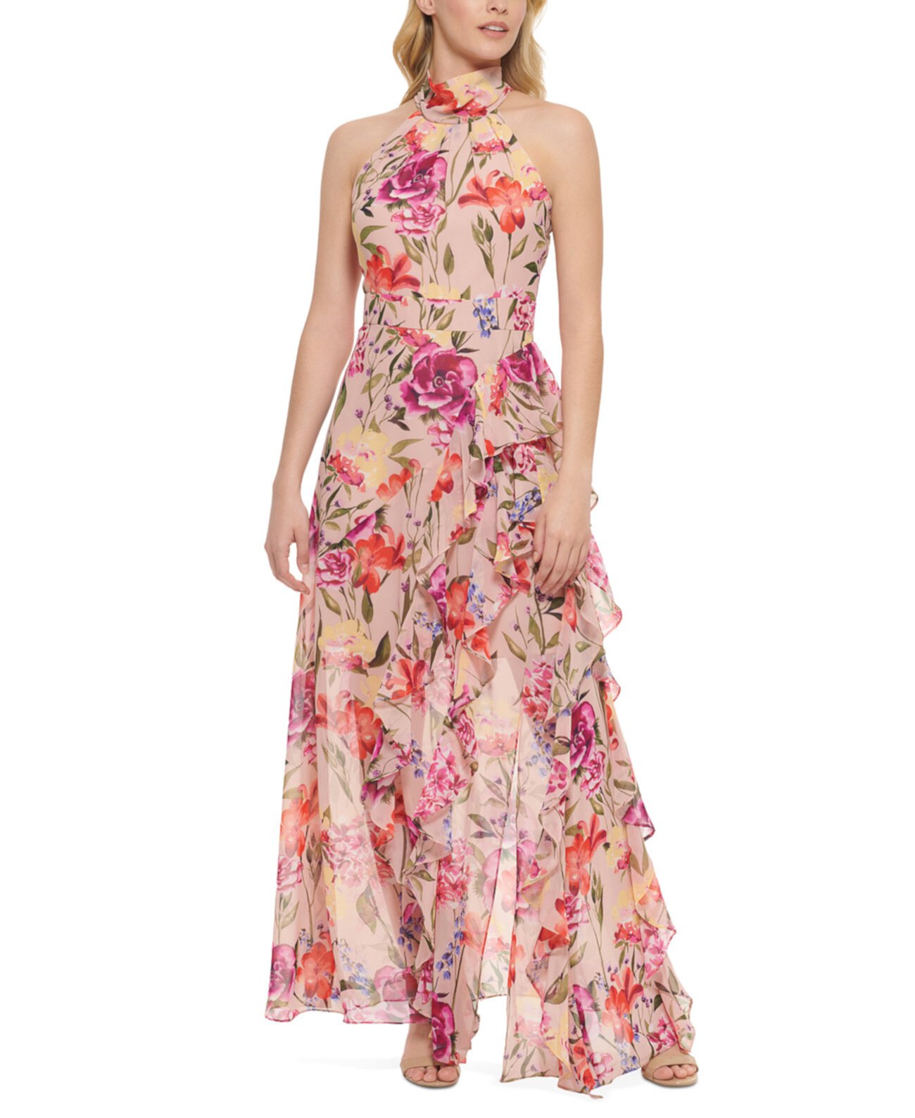 Женское макси-платье с цветочным принтом и лямкой на шее Eliza J