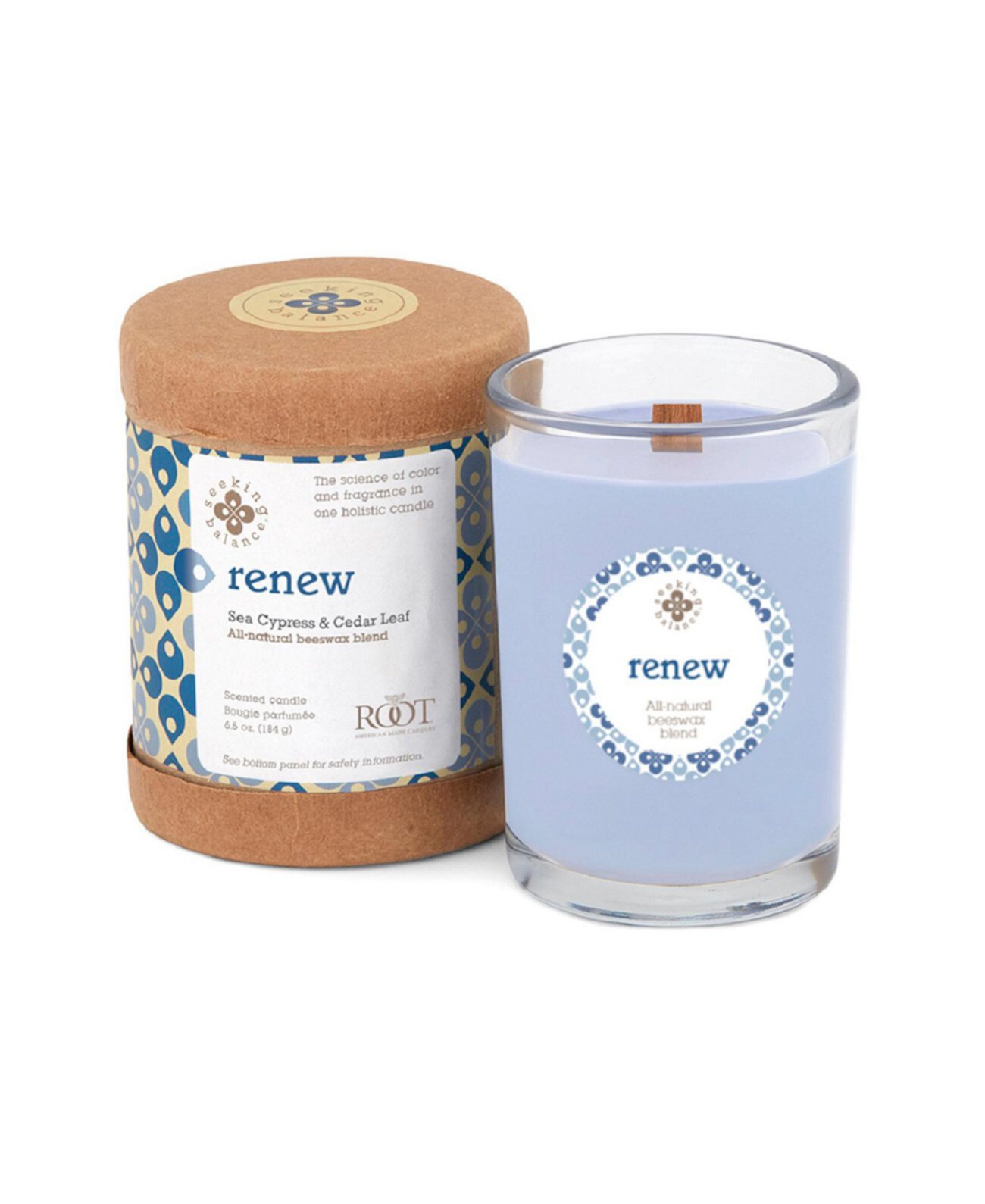 Seeking Balance Renew Seaside Cypress Cedar Leaf Spa Jar Candle, 6,5 унции ROOT CANDLES