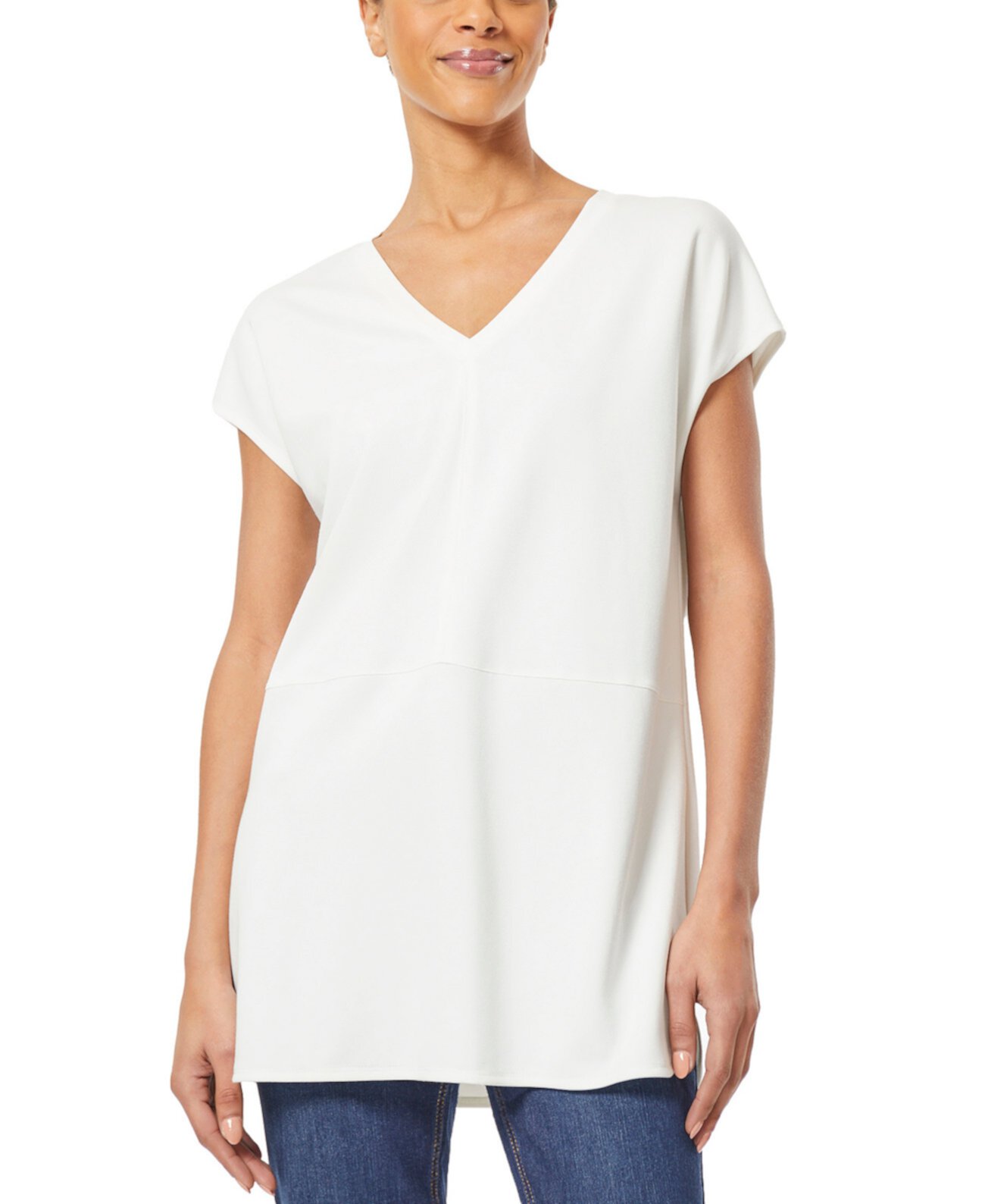 Женская вязаная футболка Serenity Dolman с v-образным вырезом Jones New York