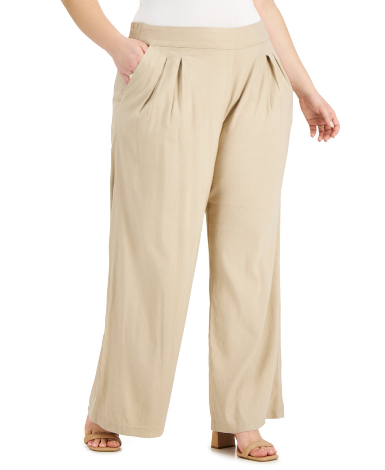 Однотонные брюки без застежек со складками спереди большого размера, созданные для Macy's INC International Concepts