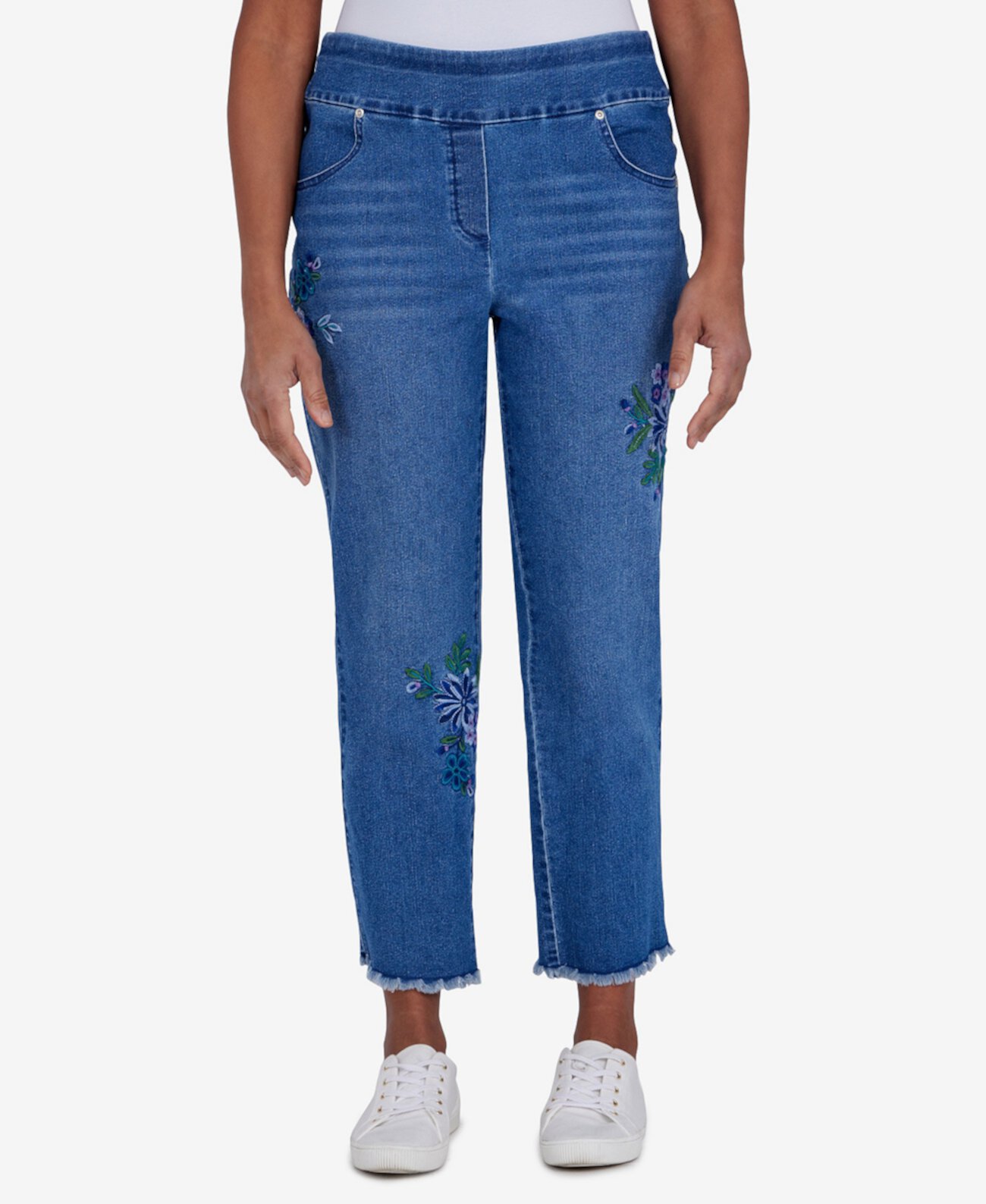 Эластичные джинсы большого размера Indigo Daze с вышивкой до щиколотки без застежек Alfred Dunner