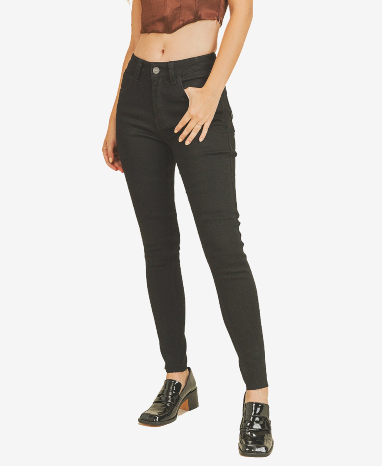 Women's Crystal Pocket Skinny Jeans Rubberband Stretch