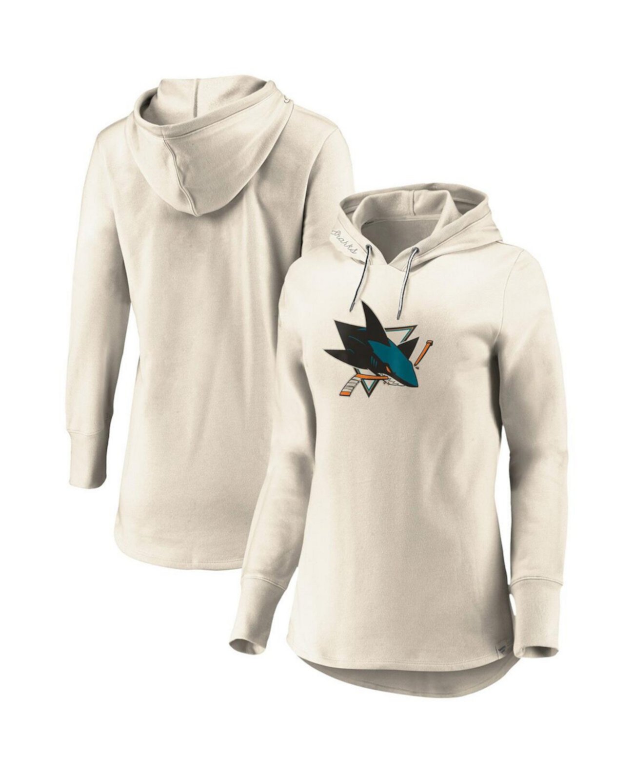 Женский флисовый пуловер с капюшоном овсяного цвета San Jose Sharks True Classics Signature Fanatics