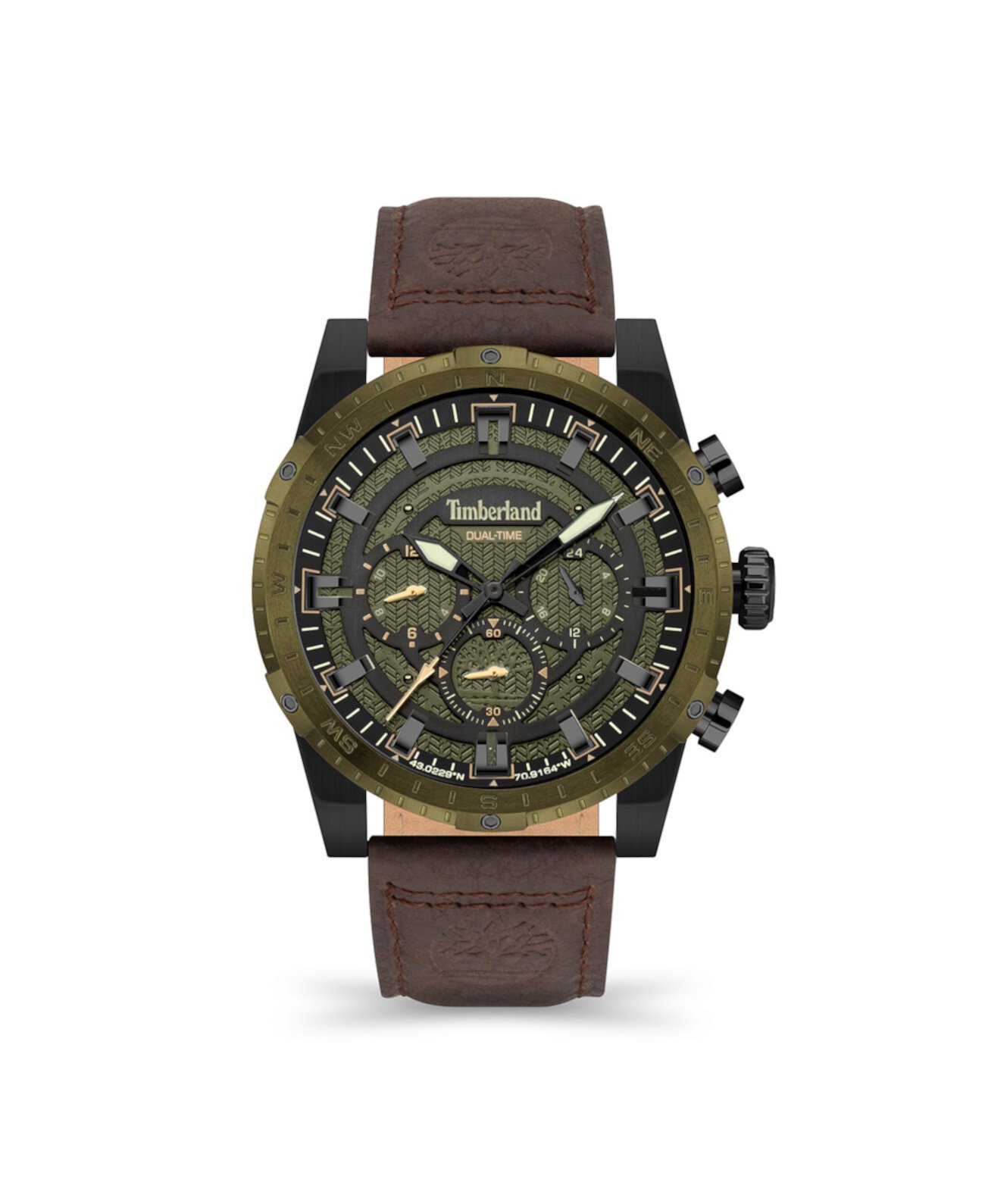 Мужские часы Fitzwilliam с черным кожаным ремешком 46 мм Timberland