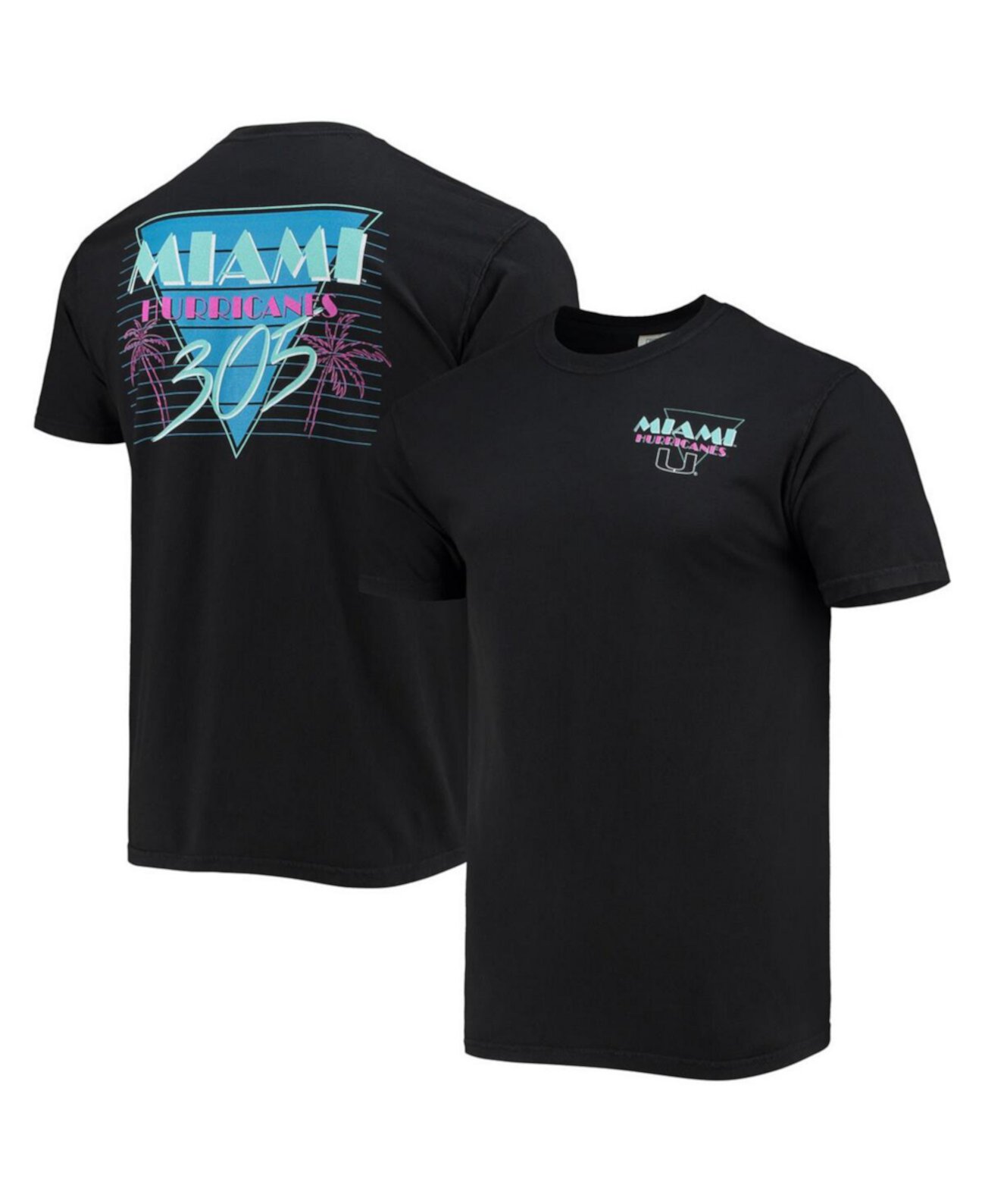 Мужская черная футболка Miami Hurricanes Miami Vice 305 Comfort Color Image One