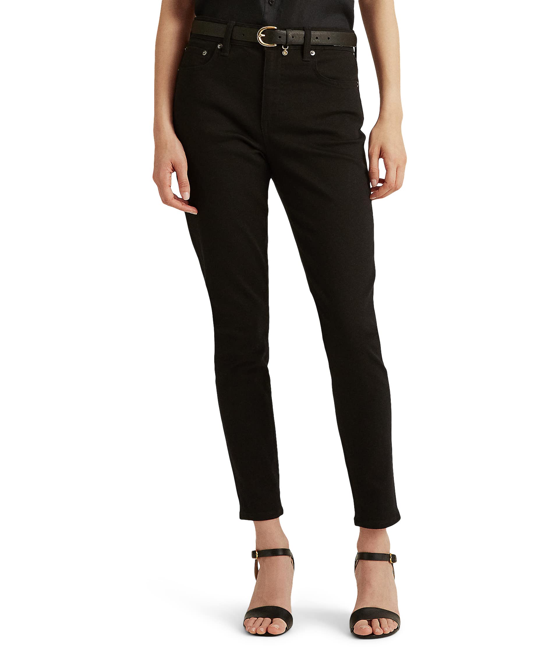 Черные джинсы скинни до щиколотки Petite с высокой посадкой Ralph Lauren