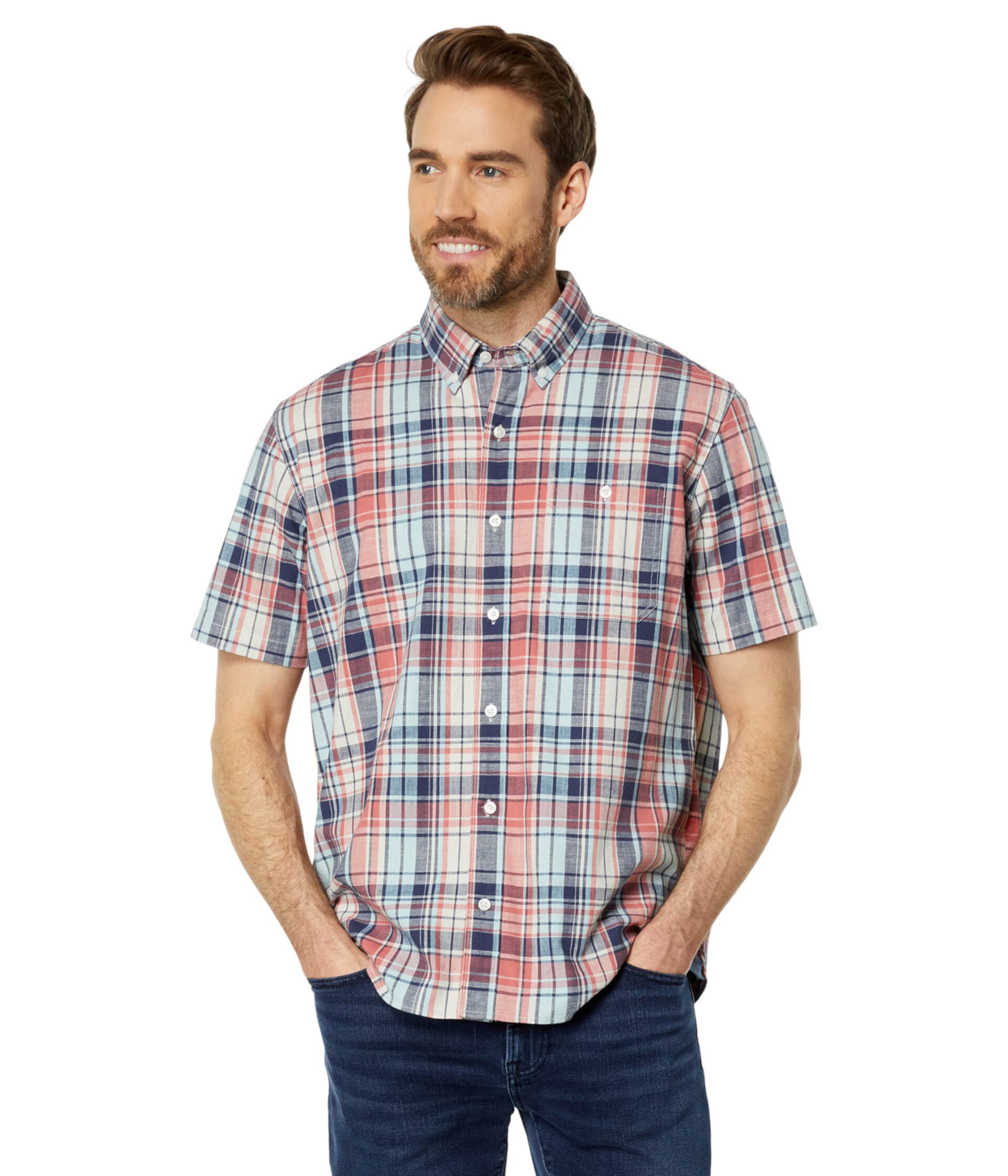 Мужская Повседневная рубашка L.L.Bean Comfort Stretch Chambray Long Sleeve Plaid L.L.Bean