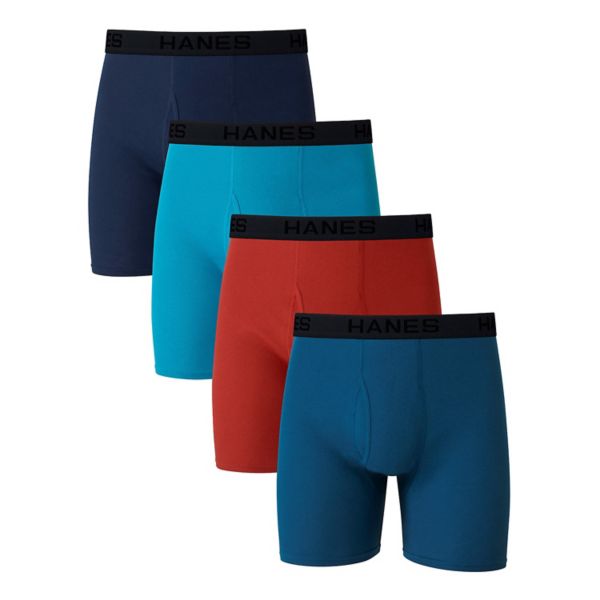 Трусы-боксеры Hanes Ultimate® Cool Comfort® 4-Pack из дышащей ткани для полных мужчин Hanes