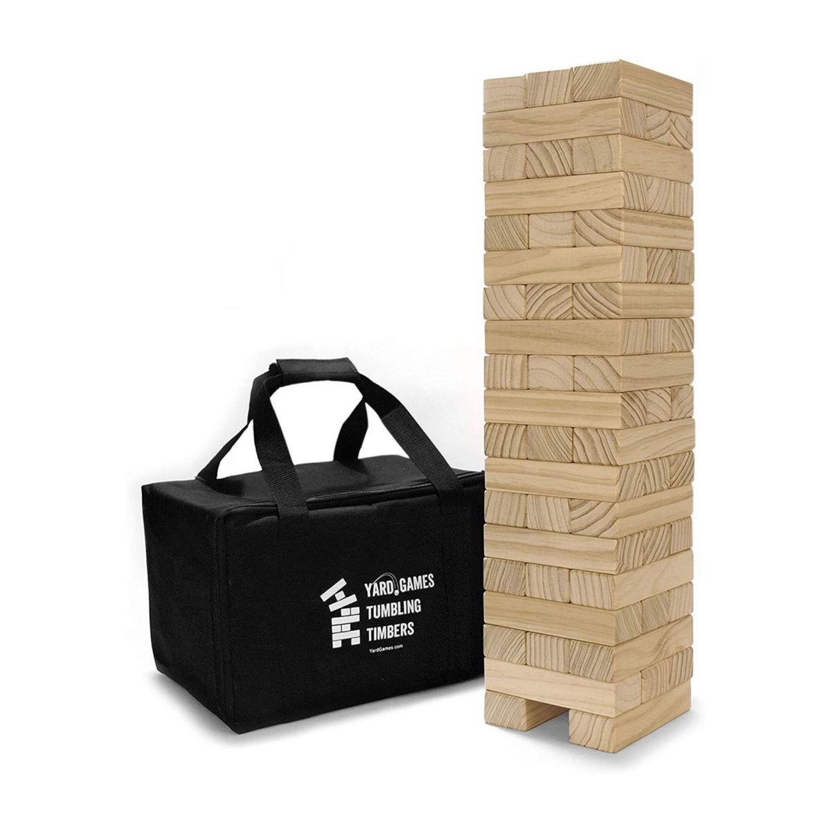 Дворовые игры Большие акробатические брусья 24&#34; Игра для укладки деревянных блоков в футляре, натуральный YardGames