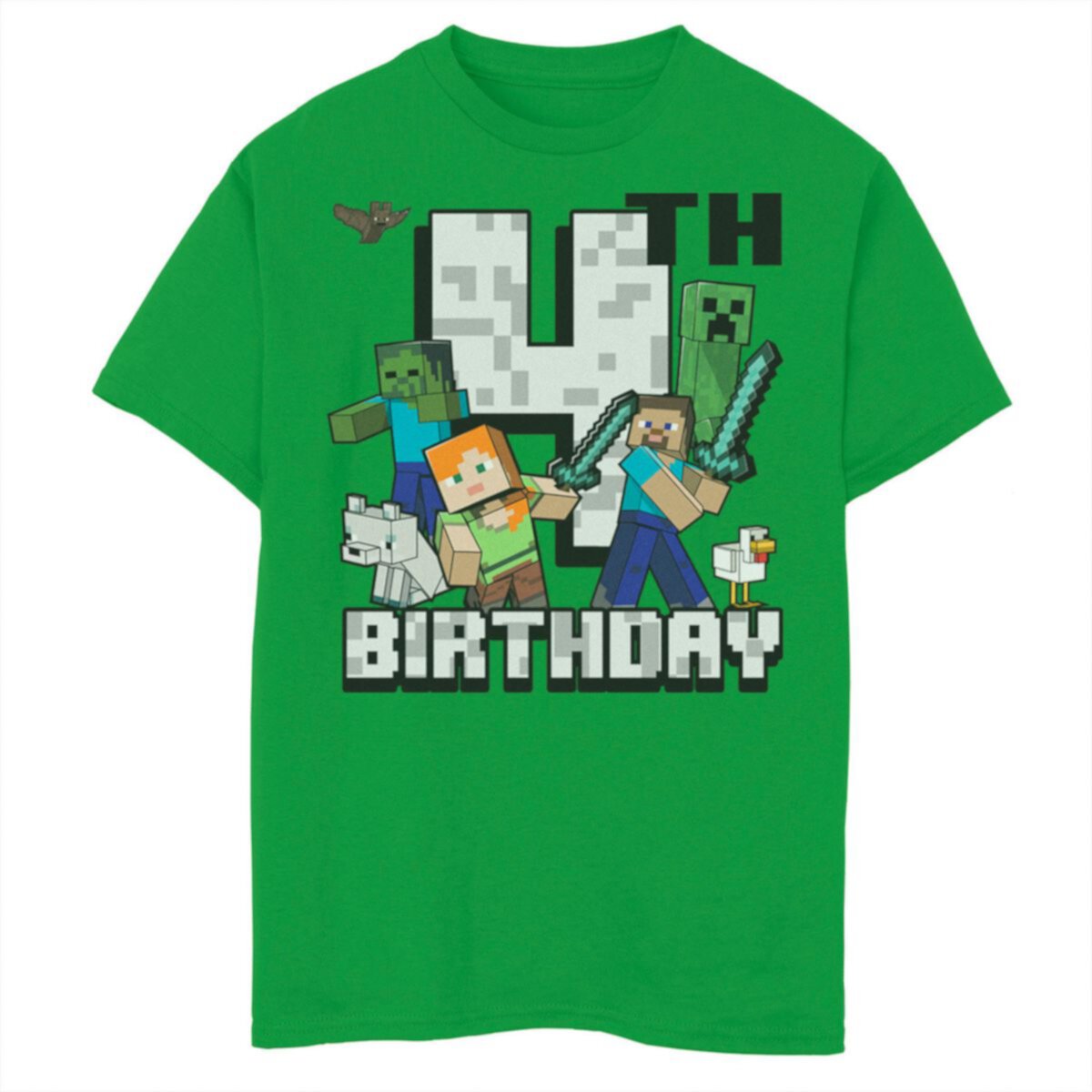 Футболка с рисунком на 4-й день рождения для мальчиков 8–20 лет Minecraft Adventures Minecraft