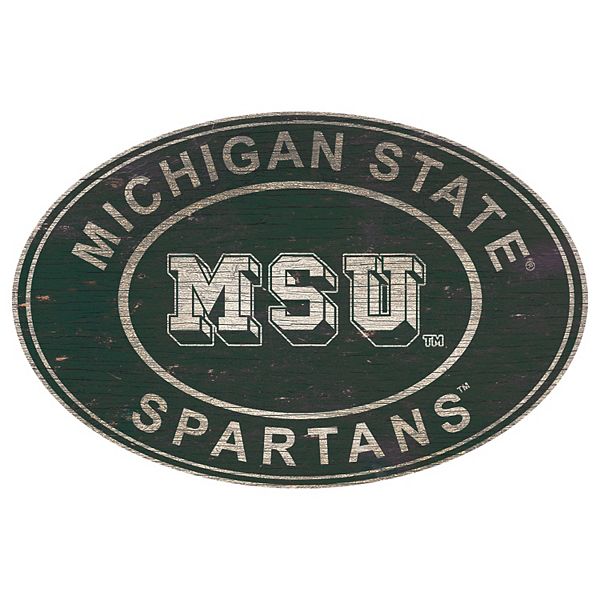 Настенный овальный знак Michigan State Spartans, 46x30 дюймов, готовый к подвешиванию, МДФ Fan Creations