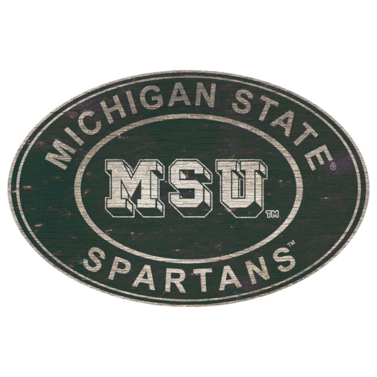 Овальный настенный знак "Спартанское наследие штата Мичиган" Fan Creations