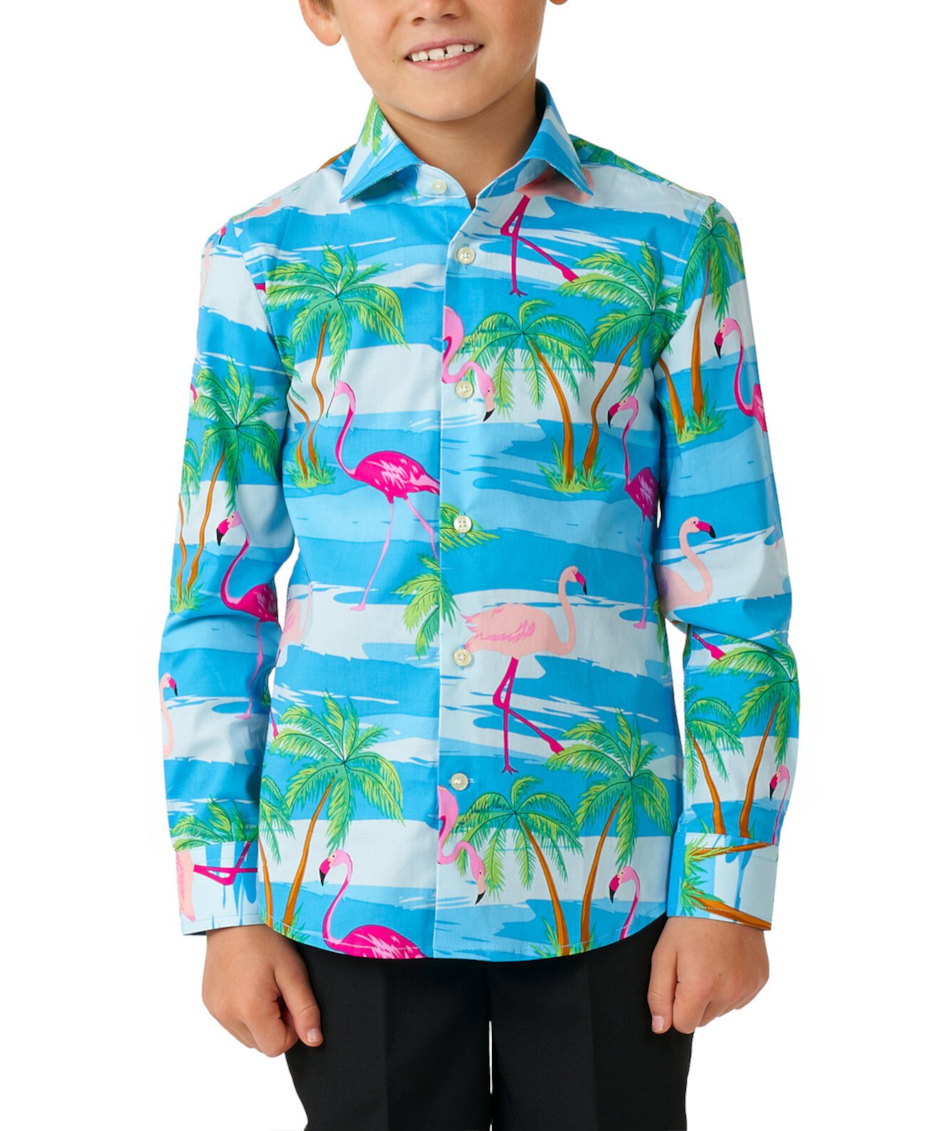 Рубашка с тропическим фламинго в стиле фламинго для малышей и маленьких мальчиков OppoSuits