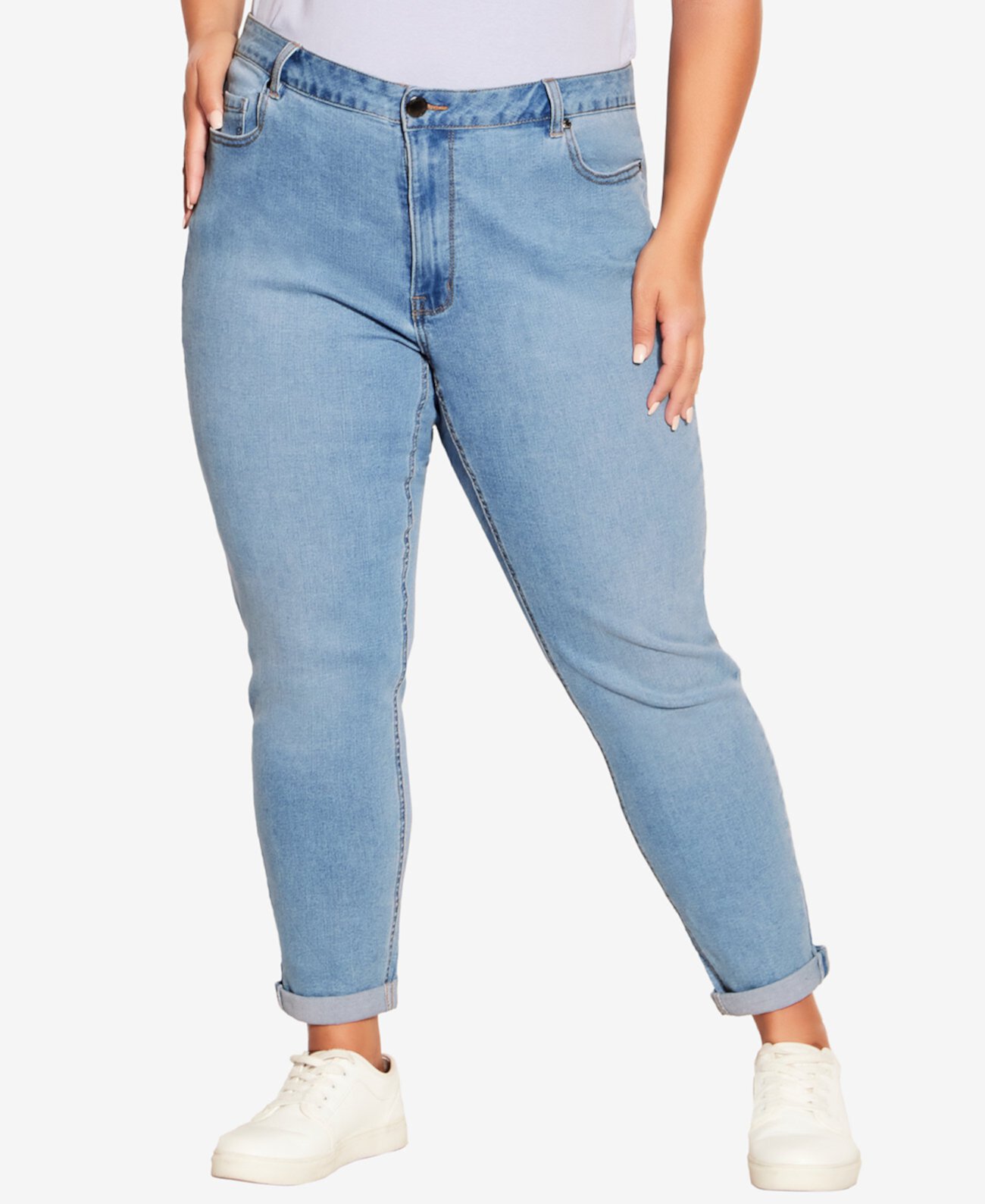 Эластичные джинсы Girlfriend больших размеров AVENUE
