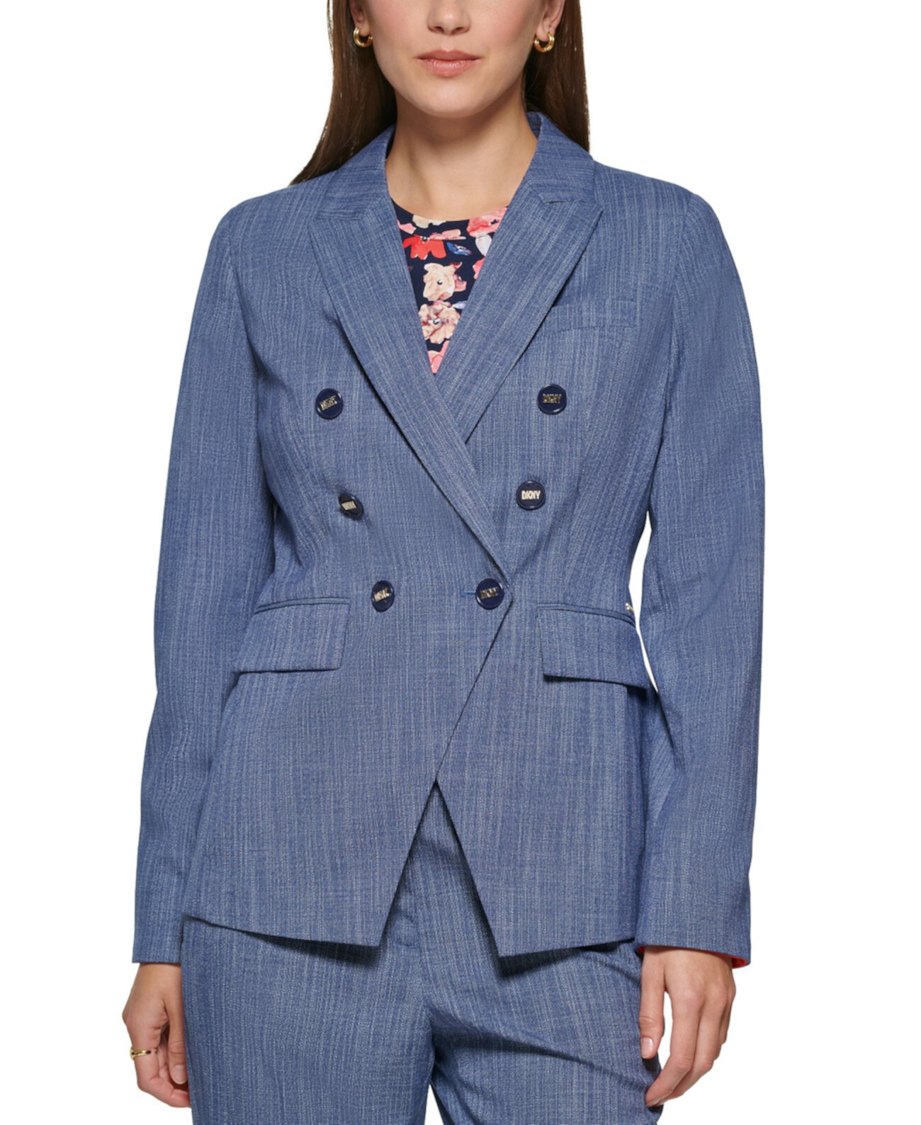Женский двубортный пиджак из шамбре DKNY